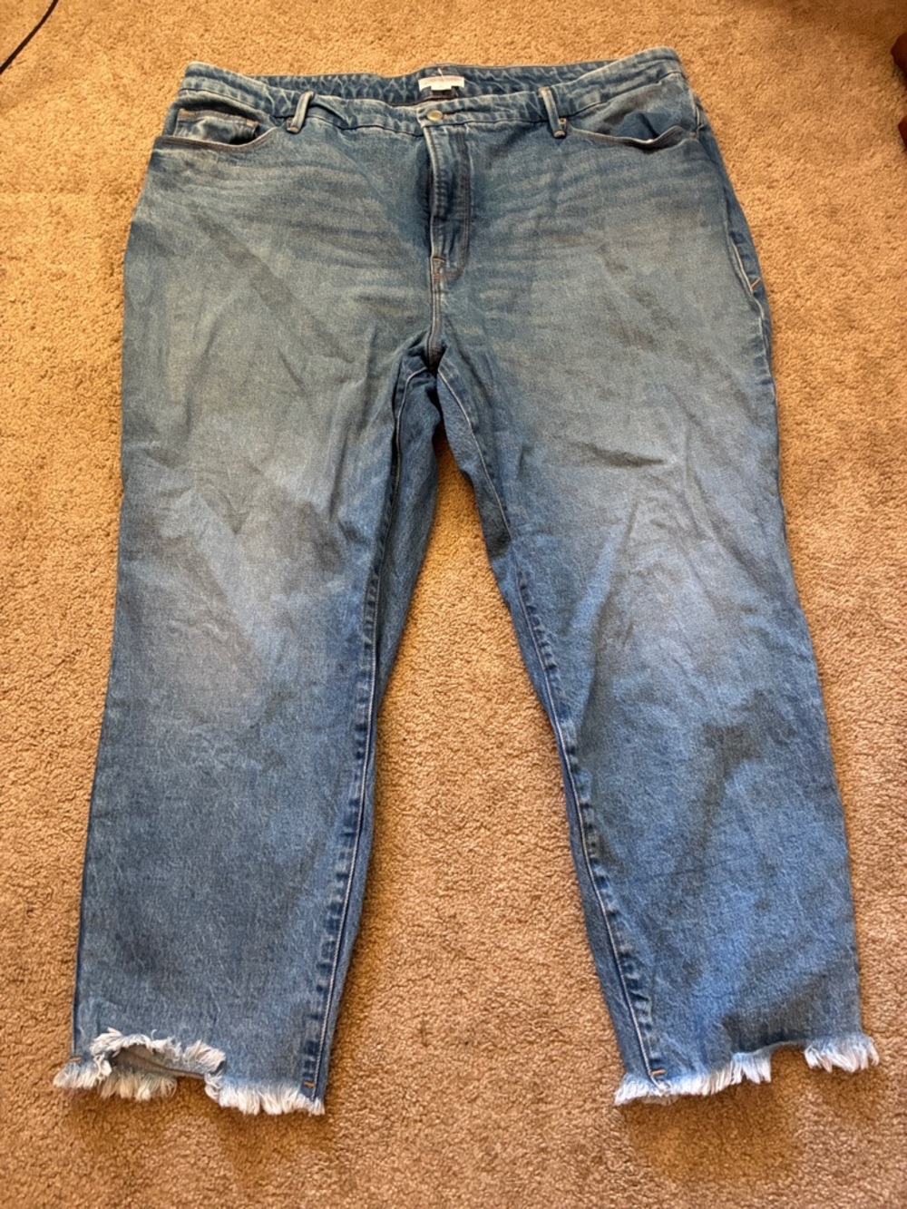 Good American Good Straight Raw Hem High Rise Jeans - Blue942 size 18